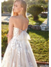 Ivory Sequined Lace Tulle Creative Wedding Dress With Champagne Lining
